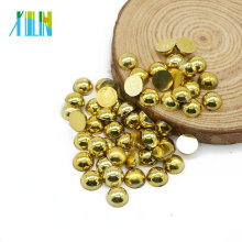 Schmuck machen ABS halbe Runde flache Perle Perlen Gold Farbe Yiwu Factory Sales, A39-Gold
